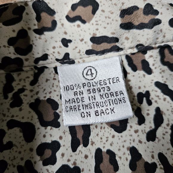 Vintage 80s/90s Cheetah Pattern Pleated A Line Midi Skirt Tan Black Women's Sz 4 - Picture 9 of 9